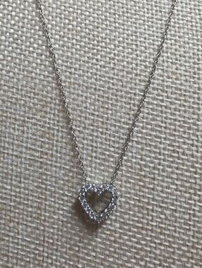 Sterling Silver 925 RL Open Heart CZ Pendant Necklace